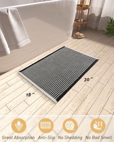Upgraded Waffle Bath Mat Ultra Absorbent Non Slip Bathroom Mat, 18" x 30"