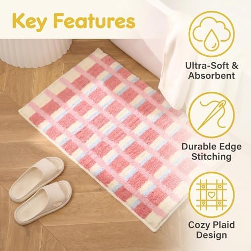GIB Bathroom Rugs 32"x20", Extra Soft Absorbent Bath Mat for Bathroom Floor