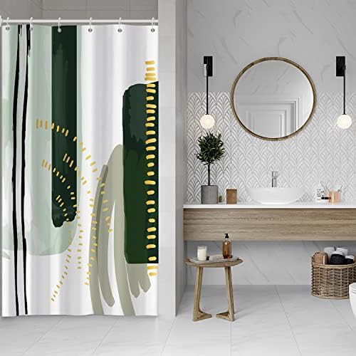 Mid Century Green Shower Curtain for Bathroom 54x72 Inch