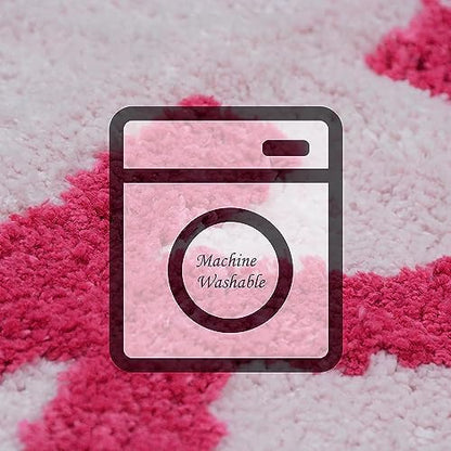 Pink Get Naked Bath Mat, Long Runner Mat for Bathroom, Cute Fun Simple Bath Rug, Water Absorbent Non-Slip Microfiber Mat, 18"x47"