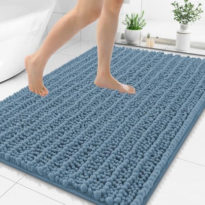Smiry Bathroom Rugs 50X30, Extra Soft Rubber Backing Chenille Bath Mats