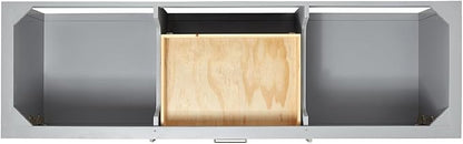 ARIEL Bayhill 72-inch Bathroom Vanity with Sink,Solid Wood, 1.5-inch Carrara White Quartz Countertop & Backsplash, Double Rectangular Porcelain Sink, 2 Soft Closing Doors, 3 Dovetail Drawers, Grey