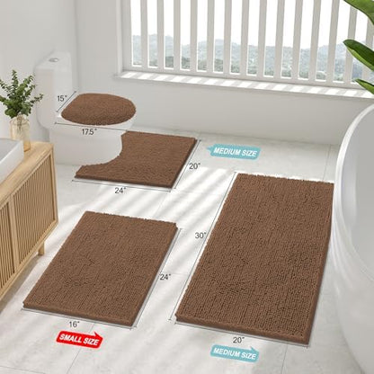 Smiry Bathroom Rugs 24X16, Luxury Chenille Extra Soft Absorbent Bath Mat