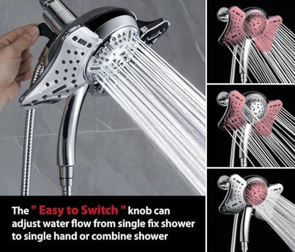 GRICH 2.5GPM Shower Head with Handheld Spray Combo: 2 in 1 Rainfall Shower Heads high pressure & Handheld Shower Head, 9 Spray Modes/Settings Detachable Shower Head with 60 Inch Hose (Pack of 2)