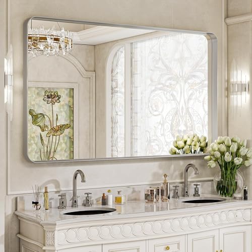 VooBang Bathroom Mirror 30"x56", Silver Gorgeous Deep Frame Wall Mirror