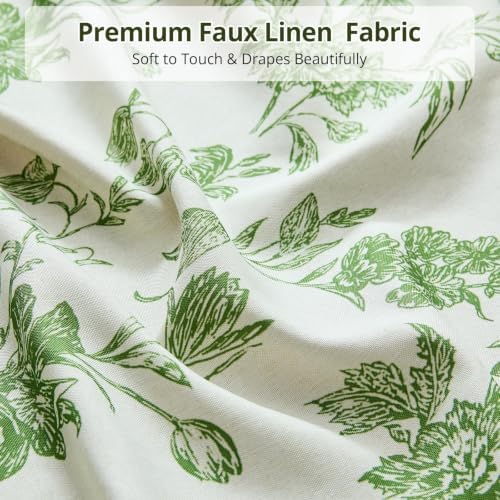 Warmstar Farmhouse Shower Curtain,Green Floral Shower Curtain for Bathroom Linen Look Vintage Shower Curtain with Weighted Hem,72" W x 78" L