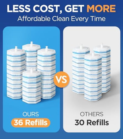 36 Count Refills For Clorox Toilet Wand, 5X Cleaning Power Toilets Bowl Cleaners With Exclusive Formula, High-Density Disposable Toilets Brush Scrubber - No Falling Apart, Fresh Fragrance