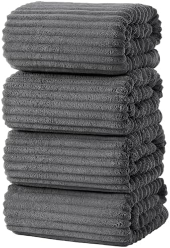 4 Piece Bath Towels, 30"x60" Microfiber Towels Set, Charcoal Gray