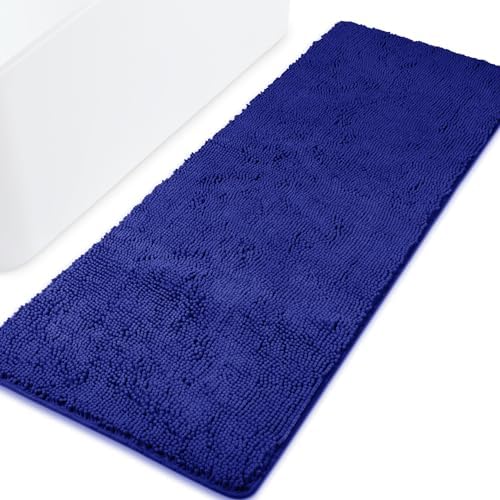 Yeaban Chenille Royal Blue Bathroom Runner Rug 24"x72"