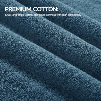 REDKISS 2 Pack Large Bath Towels, 100% Cotton, 32x63 in,Heavyweight 760G, Highly Absorbent & Quick Dry, Super Soft Luxury Shower Towels for Bathroom,Hotel Collection - Blue