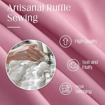 Ruffle Farmhouse Shower Curtain, Pink Vintage Shower Curtains for Bathroom Fabric Cute Rustic Cloth, 72" W X 72" L Inch