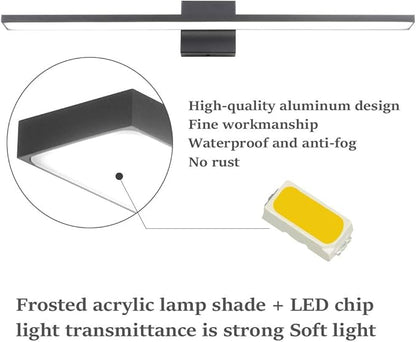 Ralbay 31.5inch Dimmable Modern LED Black Vanity Light 28W Frosted Aluminum for Bathroom Vanity Lighting Fixtures Cool White 6000K