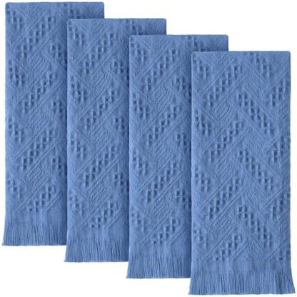 HunnmingRe 4 Pack Boho Hand Towel for Kitchen, Blue
