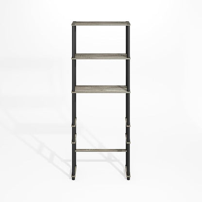 Furinno Turn-N-Tube Over The Toilet Storage, 3-Shelf Over The Toilet Organizer, Freestanding Space Saver Bathroom Shelf, for Bathroom Organizers and Storage, Grey Oak