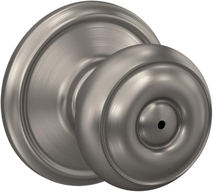 Schlage F40 GEO 619 Georgian Door Knob, Bed & Bath Privacy Lock, Satin Nickel