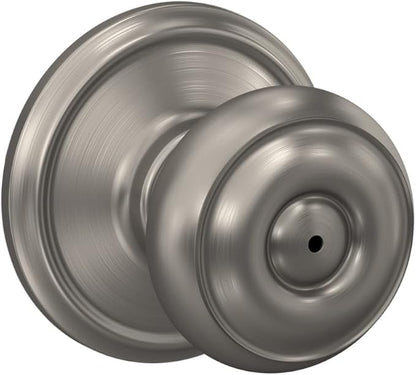 Schlage F40 GEO 619 Georgian Door Knob, Bed & Bath Privacy Lock, Satin Nickel