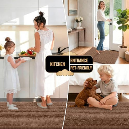 OLANLY Thick Chenille Bathroom Rugs 30x20, Soft Absorbent Bath Mat, Mocha