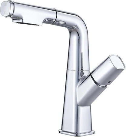 Modern Brushed Gold Bathroom Faucet for Sink Single Handle Lavatory Faucet with Pull and Lift Design Stylish Vanity Faucet for 1 Hole Bathroom Sink，Chrome