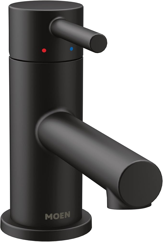 Moen Align Matte Black One-Handle Single Hole Low Profile Modern Bathroom Faucet with Drain Assembly, 6191BL