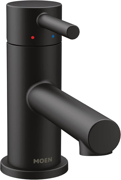 Moen Align Matte Black One-Handle Single Hole Low Profile Modern Bathroom Faucet with Drain Assembly, 6191BL