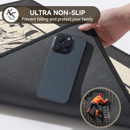 YDKGL Bath Mats for Bathroom, Non Slip Thin Bathroom Rugs, Black 16x24