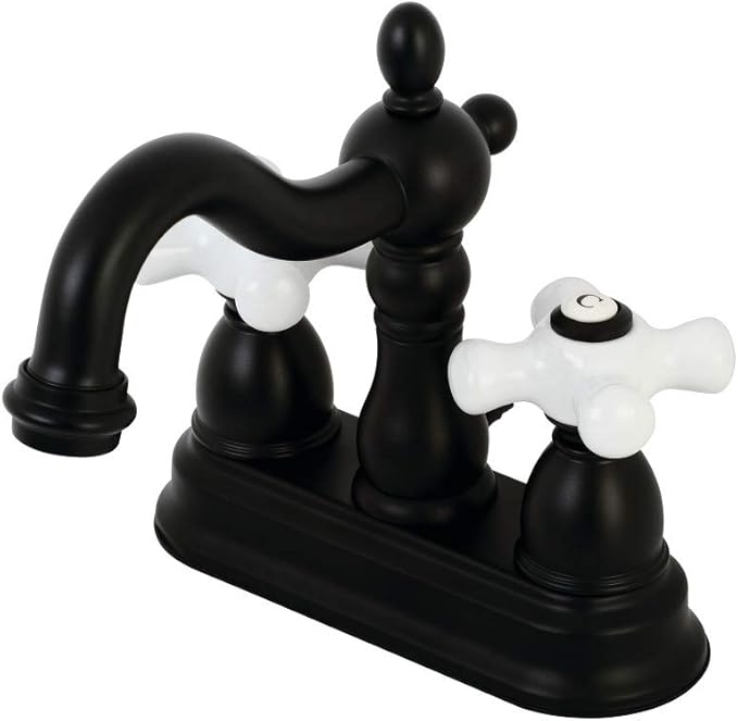 Kingston Brass KB1600PX Heritage 4 in. Centerset Bathroom Faucet, Matte Black