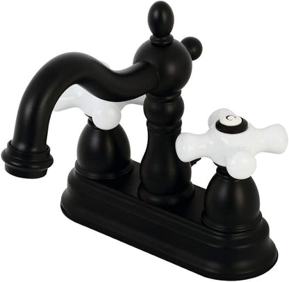 Kingston Brass KB1600PX Heritage 4 in. Centerset Bathroom Faucet, Matte Black