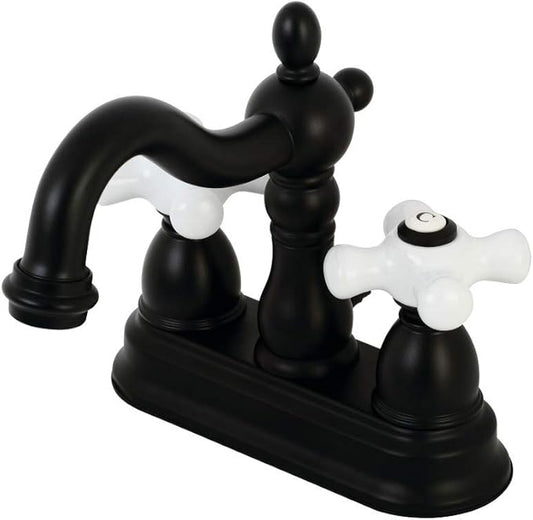 Kingston Brass KB1600PX Heritage 4 in. Centerset Bathroom Faucet, Matte Black