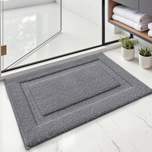 LUMI Ultra Soft Bathroom Rugs Absorbent, Non Slip Bath Mat 20x32, Dark Grey