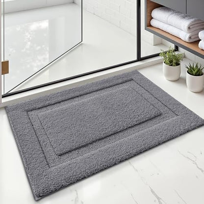 LUMI Ultra Soft Bathroom Rugs Absorbent, Non Slip Bath Mat 20x32, Dark Grey