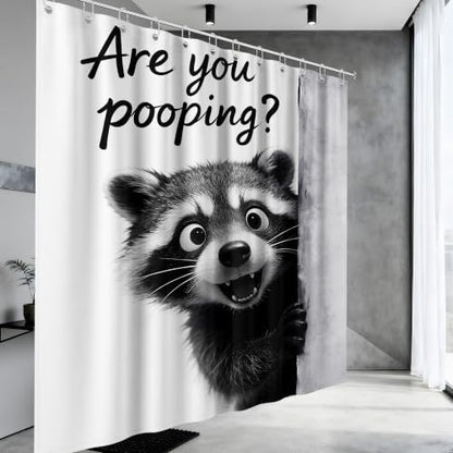 Extra Tall Shower Curtain XL Funny Raccoon Teen, 70 x 84 Inchs