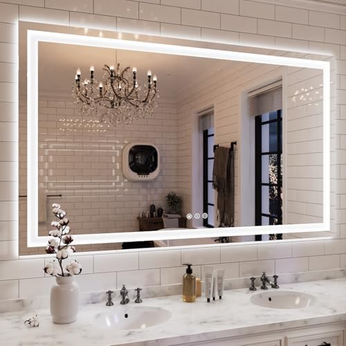 ISKM 66x36 LED Mirror for Bathroom, Front and Back Lit, Anti-Fog, Dimmable