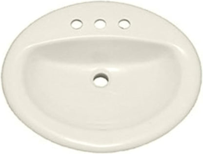 PROFLO PF20174 Rockaway 20-1/2" Oval Vitreous China Drop In Bathroom Sink with Overflow and 3 Faucet Holes at 4" Centers - Biscuit
