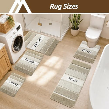 COSY HOMEER Bathroom Rugs 59x20,Ultra Soft Absorbent Bath Mat,Beige