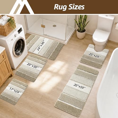 COSY HOMEER Bathroom Rugs 36x24,Ultra Soft Absorbent Bath Mat,Beige