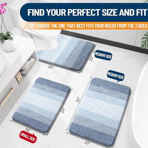 OLANLY Small Bathroom Rugs 24x16, Extra Soft Absorbent Microfiber Bath Rugs