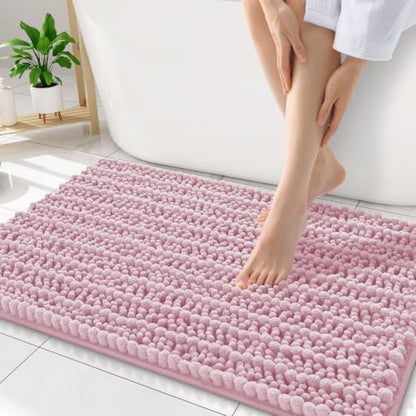 Smiry Bathroom Rugs 34X21, Extra Soft Rubber Backing Chenille Bath Mats