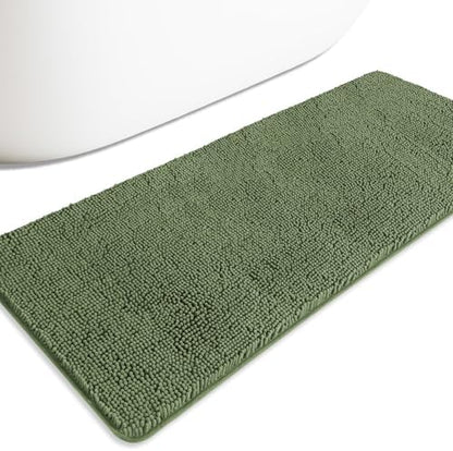 Bathroom Runner Rug 24 x 60 Inch – Extra Large Long Bath Mat | Absorbent and Washable Thick Chenille Bath Rug Non-Slip Runner Rug for Bathroom, Shower, Sink(Loden Green)