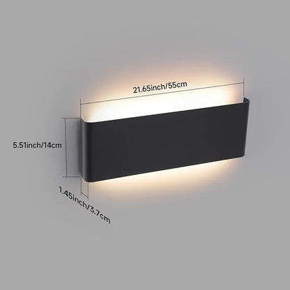 5 CCT (3000K-6500K) Adjustable Dimmable Wall Lamp 24W Modern Black LED vanity light Up and Down Wall Lighting 21.6 Inch Indoor Wall Sconce for Bedroom Staircase Hallway Dressing Table 2 Pack