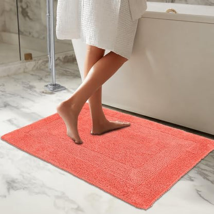 COTTON CRAFT Bath Rugs - 2 Pack Large 20x30 Soft Plush Bath Mats - Coral