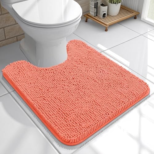 OLANLY Toilet Rugs U-Shaped 20x20, Soft Absorbent Chenille Contour Rugs