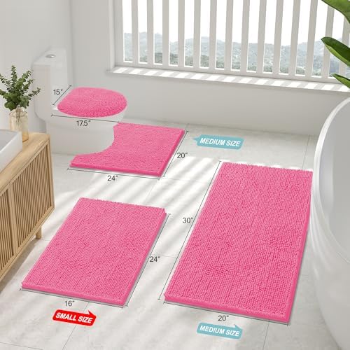 Smiry Bathroom Rugs 34X21, Luxury Chenille Extra Soft Absorbent Bath Mat