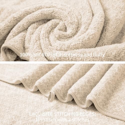 Ultra Soft Bath Towel Set,12 Piece (4 Bath Towels,4 Hand Towels,4 Washcloths) Family Bathroom Towel Set with Hanging Loops,Quick Dry Extra Absorbent Fluffy Shower Towel for Bathroom,Hotel,Spa-Beige