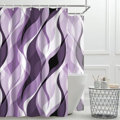 Purple Striped Clawfoot Tub Shower Curtain 180x70 inch 30 Hooks