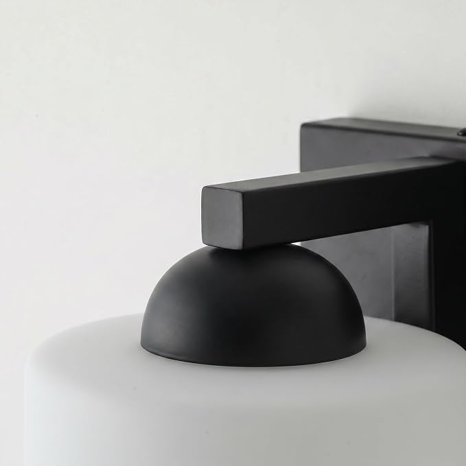 mirrea 1-Light Black Bathroom Vanity Light with White Glass Shade | Over Mirror,Wall Sconce,ETL listed,Bathroom Lighting Fixtures,Elegant Design,Milk White Glass Shade,Easy Installation