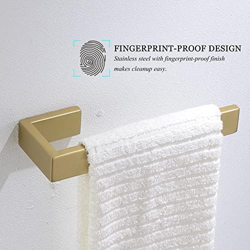 Gold Towel Bar Set 4 Pieces Bathroom Hardware Set Wall Mounted Stainless Steel,Towel Bar+Towel Holder+Towel Hook+Toilet Paper Holder,23.6 inch