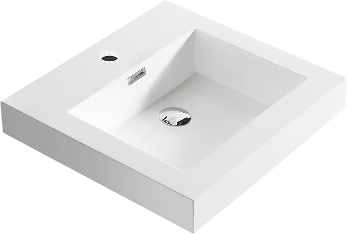 Dowell 18" Bathroom Sink,Single Bowl Vanity Basin,Rectangular Drop-In Bathroom Sink with Overflow,White-000 1818BP