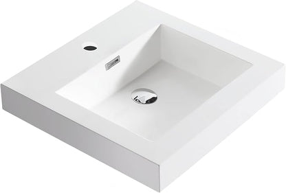 Dowell 18" Bathroom Sink,Single Bowl Vanity Basin,Rectangular Drop-In Bathroom Sink with Overflow,White-000 1818BP