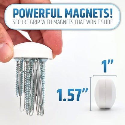 Powerful Anti-Billowing Magnetic Shower Curtain Weights for Splash-Free Bath Experience - 360° Silicone Wrapped - Will Never Rust - Heavy Magnets Prevent Curtain Liners from Blowing | 4 Pairs | White