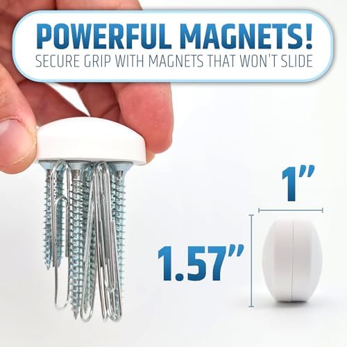 Powerful Anti-Billowing Magnetic Shower Curtain Weights for Splash-Free Bath Experience - 360° Silicone Wrapped - Will Never Rust - Heavy Magnets Prevent Curtain Liners from Blowing | 8 Pairs | White